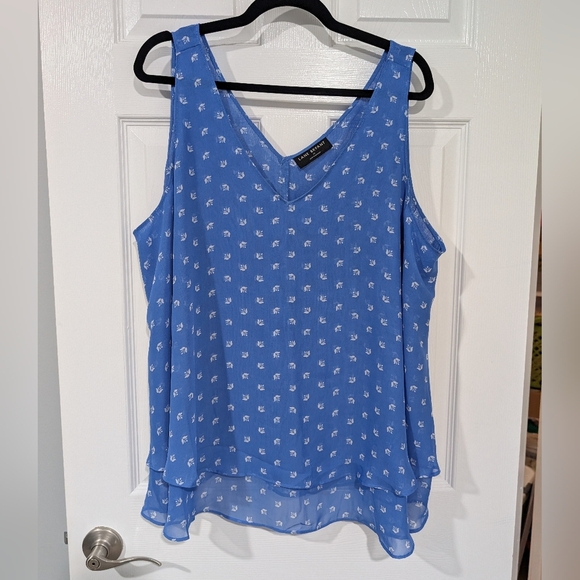 Lane Bryant Small Blue Tulip Swing Double-Layer Chiffon Tank in Size 20 - Picture 2 of 9